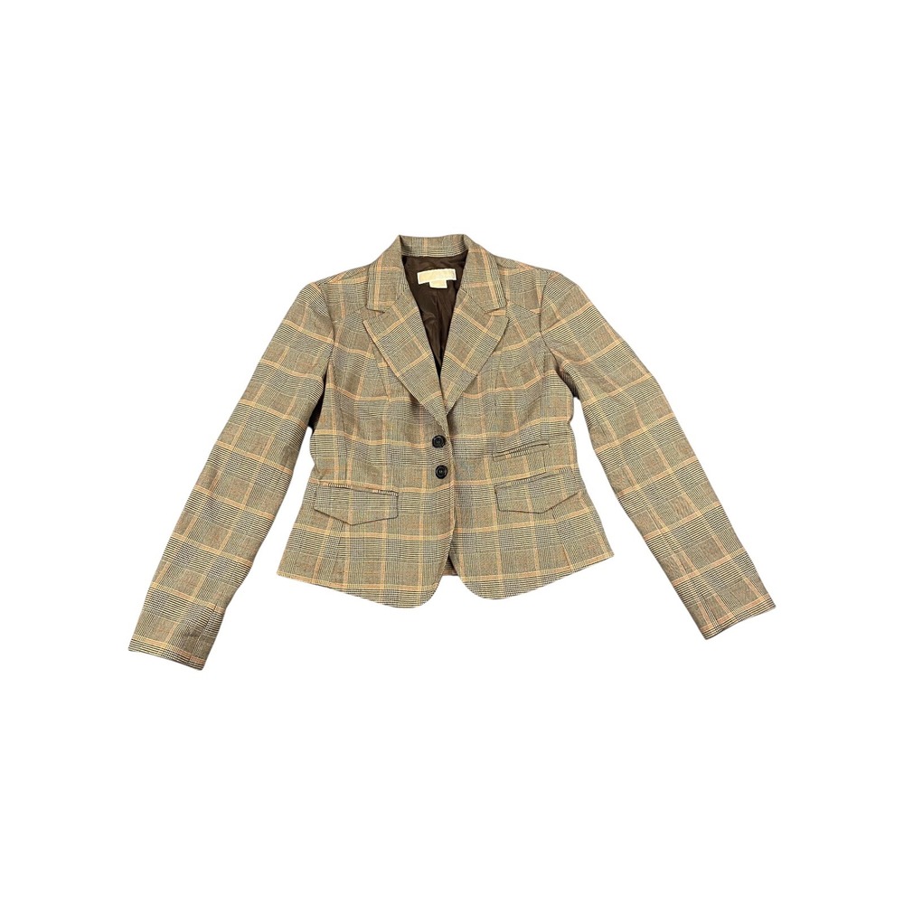Michael Kors Plaid Blazer Women's‎ Size 4 Brown Orange Single Button Jacket